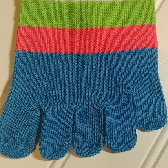 Focus Blue Rainbow Striped Toe Socks - Picture 4 of 8
